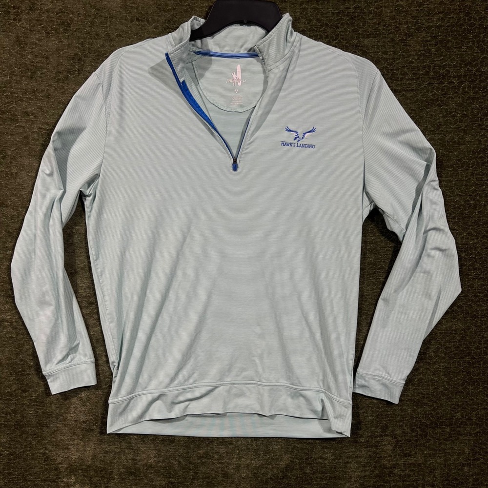 Johnnie-O Quarter Zip Pullover Mens Medium Blue Vaughn Hawk's Landing Striped